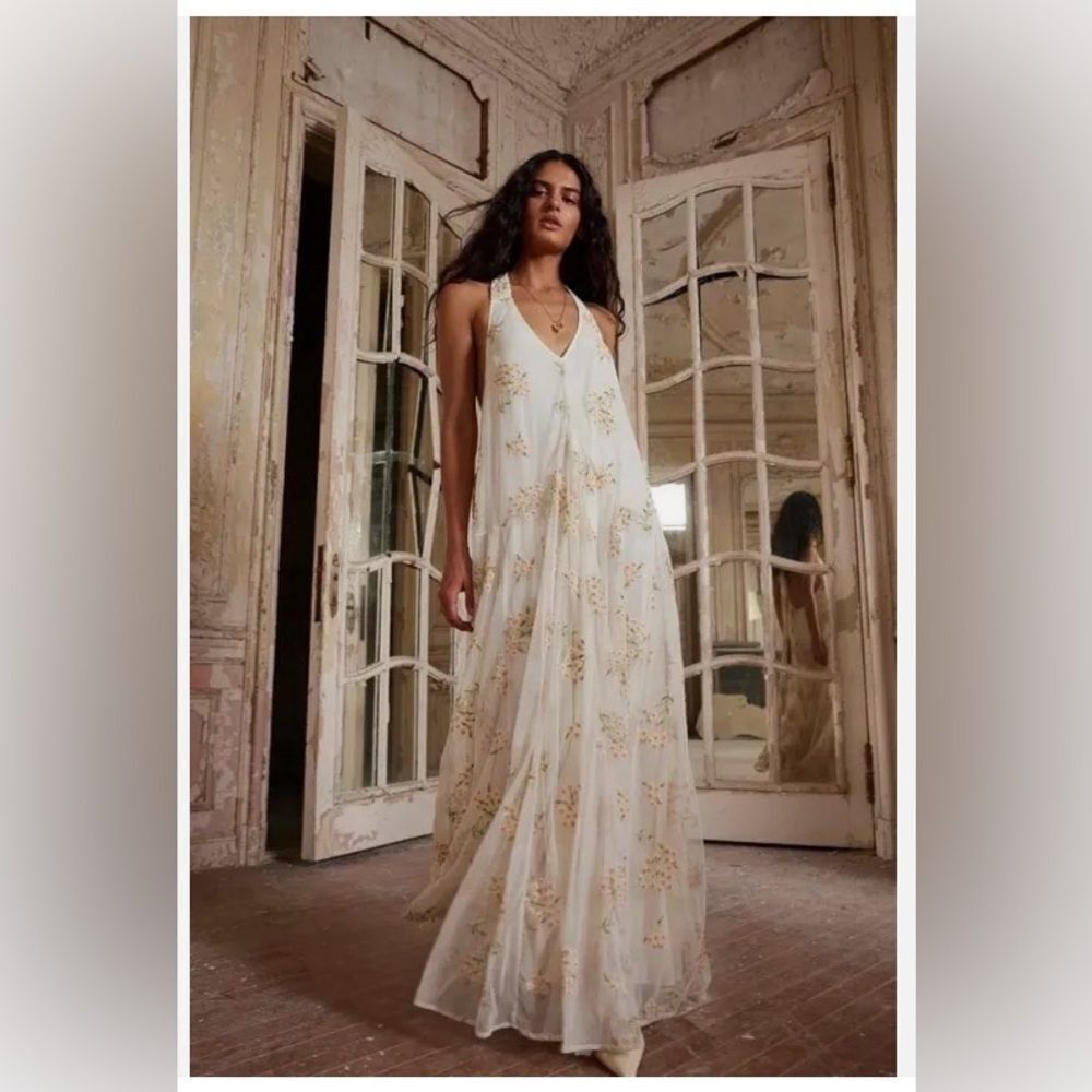 Free People Embroidered Holding On Convertible Maxi Dress Size Large